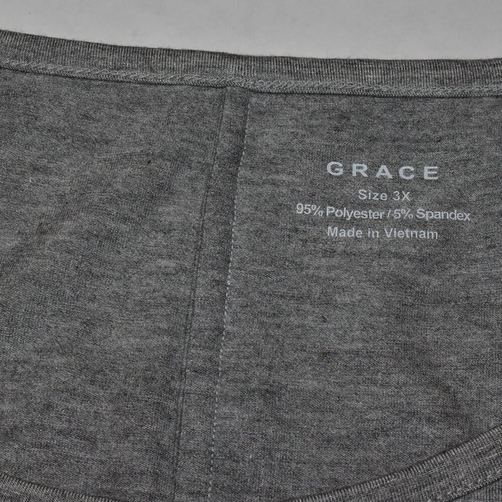 Grace Pullover High Low 3/4 Sleeve Top Gray Size 3X - Picture 3 of 9
